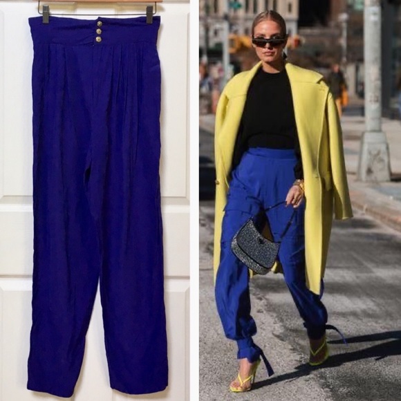Vintage Pants - Vintage 80s High Waisted Purple Trousers